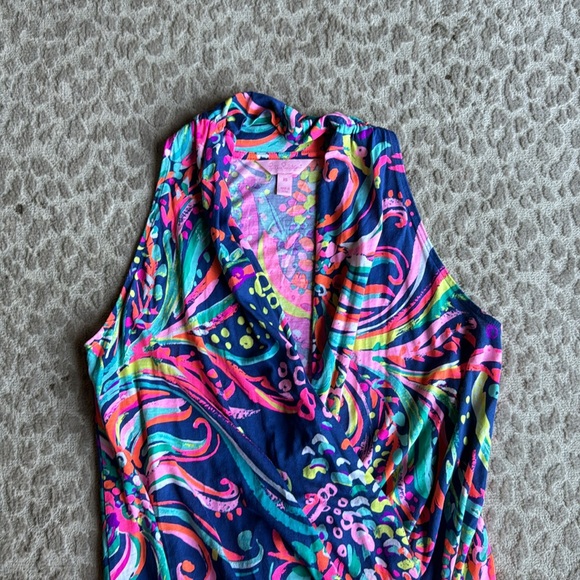 Lilly Pulitzer Heron Beach Loot Sleeveless Faux Wrap Blouse, size XS - Picture 4 of 8
